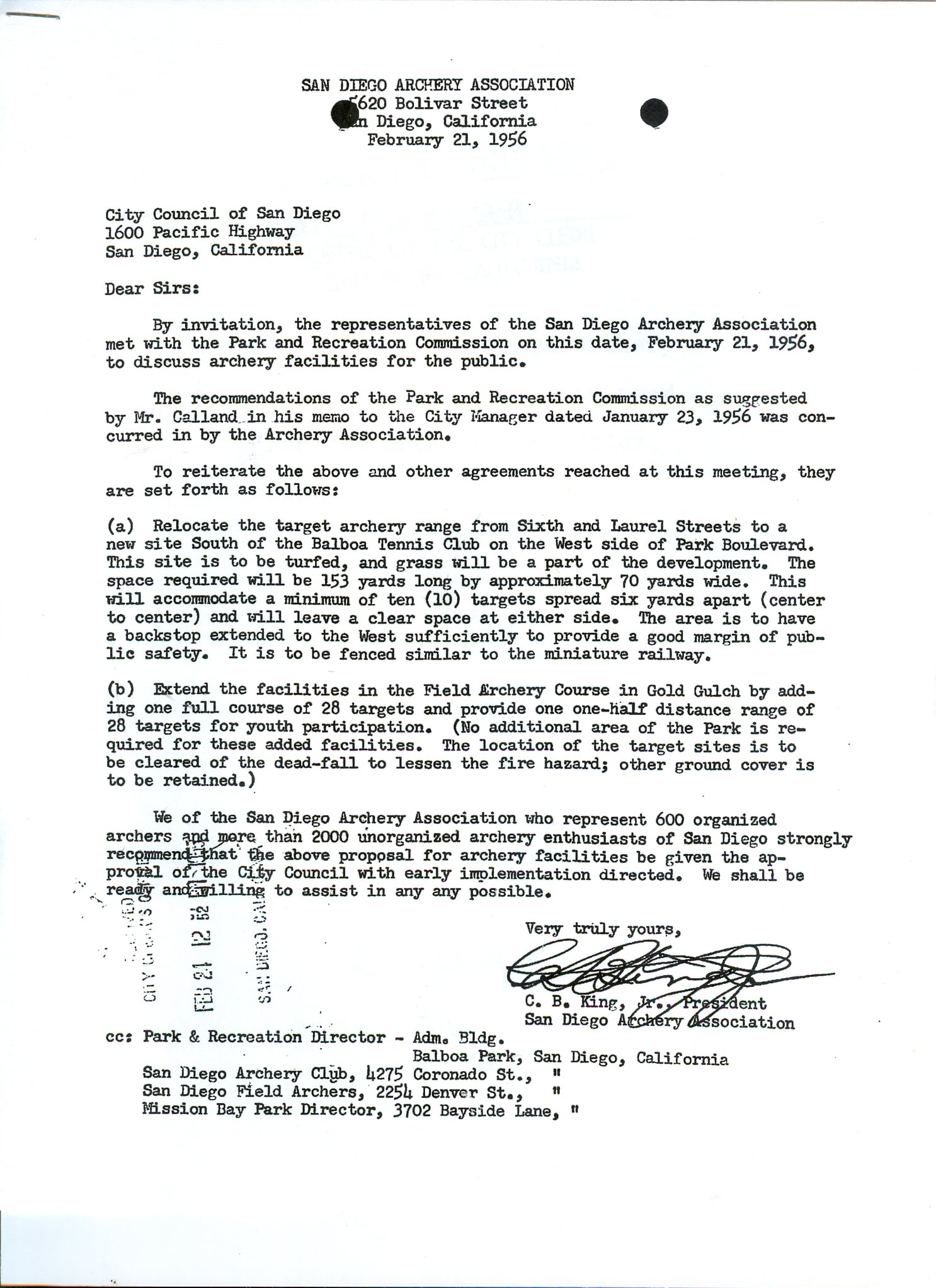 1956 SDA Letters Related to Target Range Relocations