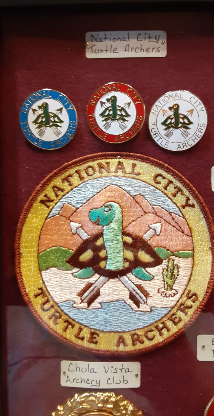 National City Turtle Archers pins and patch