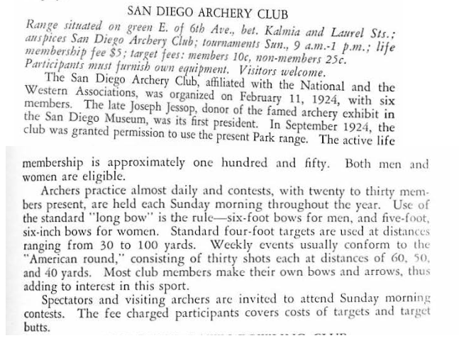 San Diego Archer Club, 1941
